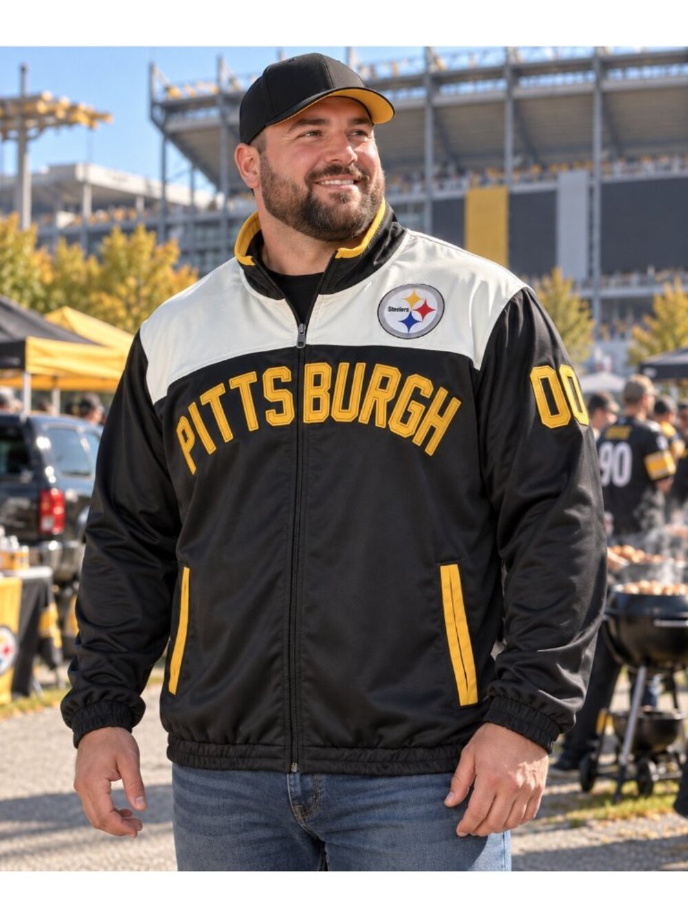Pittsburgh Steelers G-III NFL Track Jacket Mens XL Embroidered EUC